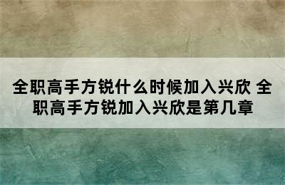 全职高手方锐什么时候加入兴欣 全职高手方锐加入兴欣是第几章